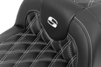 SADDLEMEN RoadSofa™ Seat - without Backrest - Carbon Fiber - Lattice Stitch - White Stitch - FLTR/FLHX '23-'24
