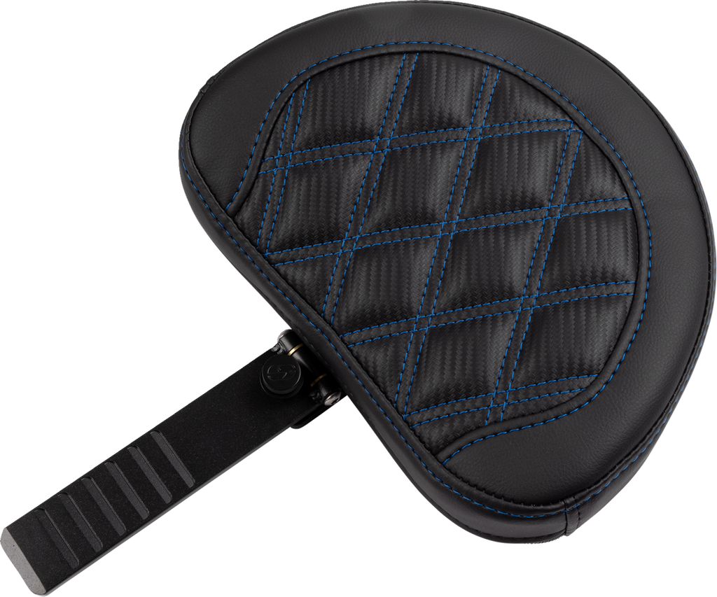 SADDLEMEN RoadSofa™ Seat - with Backrest - Carbon Fiber - Lattice Stitch - Blue Stitch - FLTR/FLHX '23-'24