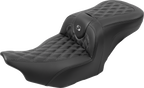 SADDLEMEN RoadSofa™ Seat - with Backrest - Carbon Fiber - Lattice Stitch - Gray Stitch - FLTR/FLHX '23-'24