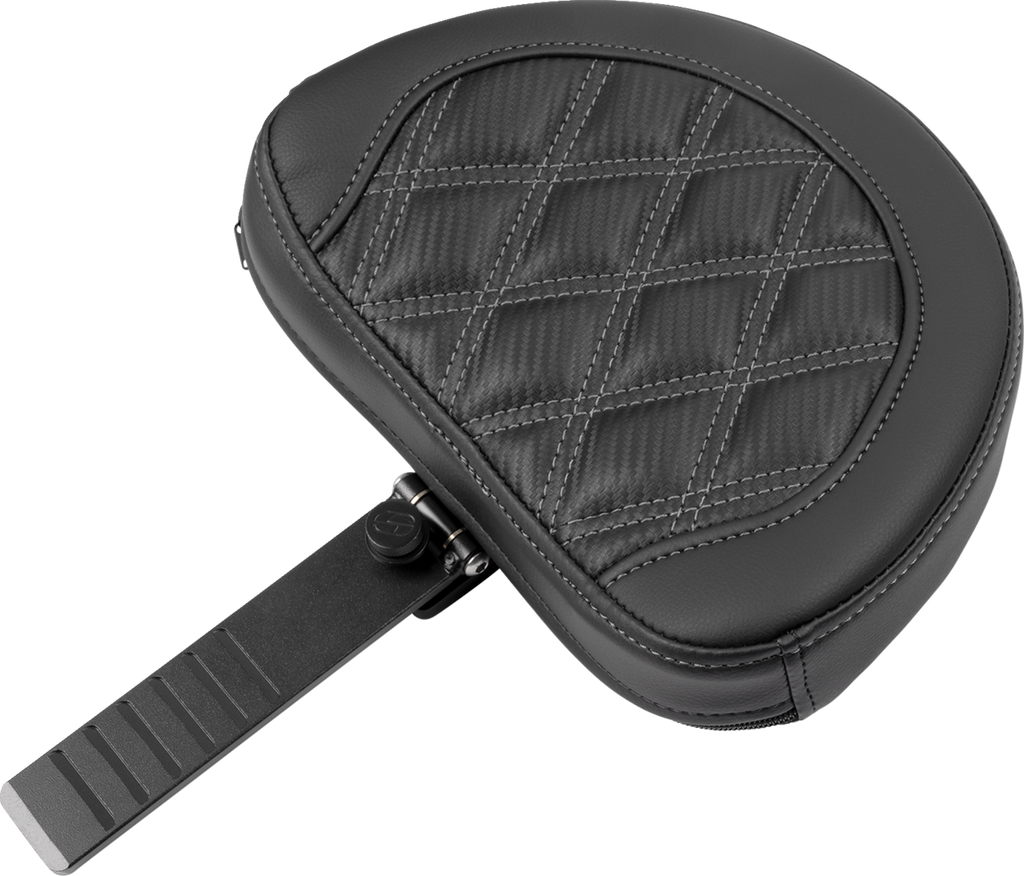 SADDLEMEN RoadSofa™ Seat - with Backrest - Carbon Fiber - Lattice Stitch - Gray Stitch - FLTR/FLHX '23-'24