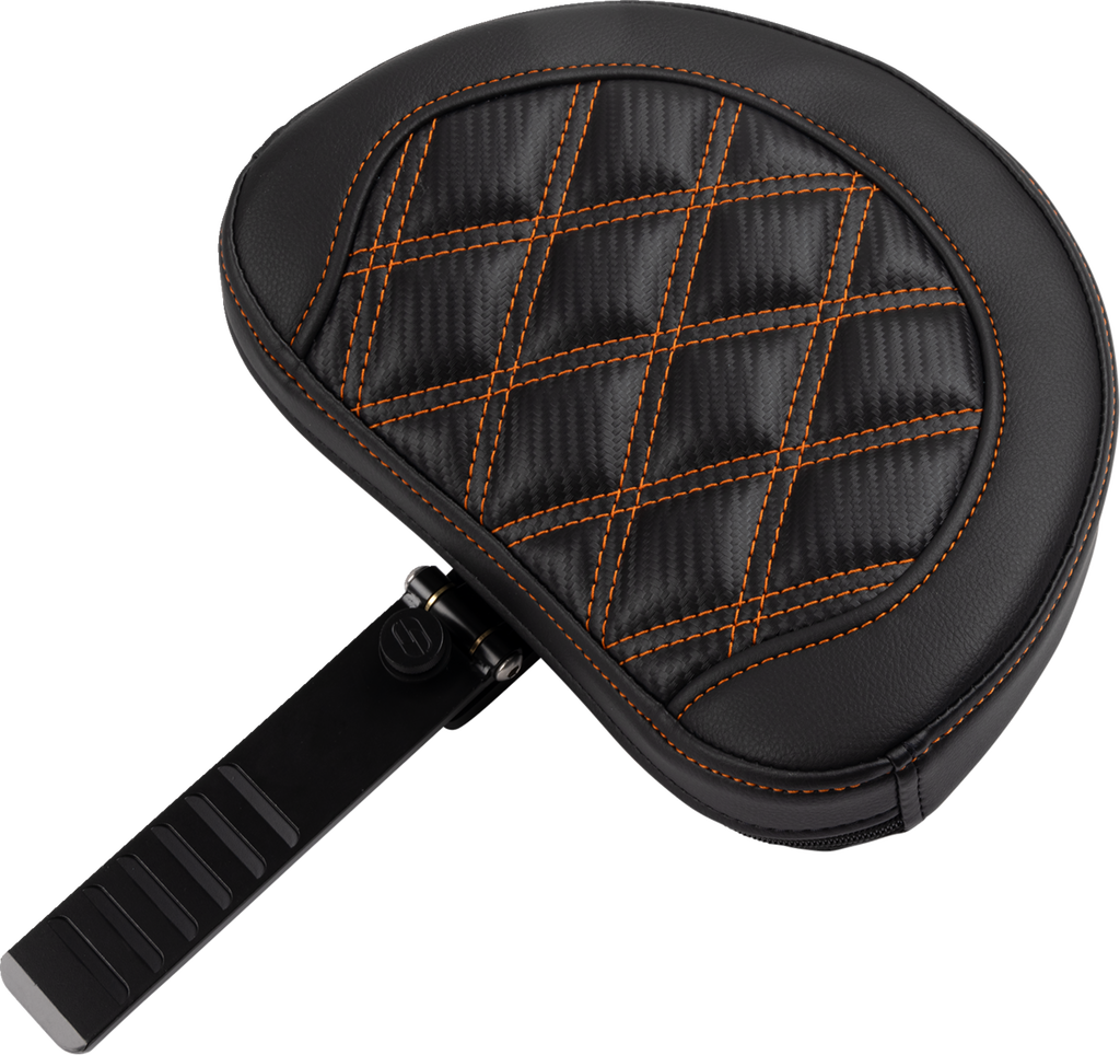 SADDLEMEN RoadSofa™ Seat - with Backrest - Carbon Fiber - Lattice Stitch - Orange Stitch - FLTR/FLHX '23-'24
