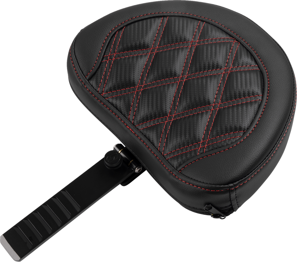 SADDLEMEN RoadSofa™ Seat - with Backrest - Carbon Fiber - Lattice Stitch - Red Stitch - FLTR/FLHX '23-'24