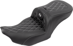 SADDLEMEN RoadSofa™ Seat - with Backrest - Carbon Fiber - Lattice Stitch - Silver Stitch - FLTR/FLHX '23-'24
