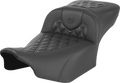 SADDLEMEN Roadsofa™ Extended Reach Seat - without Backrest - Carbon Fiber - Lattice Stitch - FLTR/FLHX '23-'24