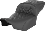 SADDLEMEN Roadsofa™ Extended Reach Seat - without Backrest - Carbon Fiber - Lattice Stitch - FLTR/FLHX '23-'24