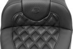 SADDLEMEN Roadsofa™ Extended Reach Seat - without Backrest - Carbon Fiber - Lattice Stitch - FLTR/FLHX '23-'24