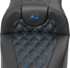 SADDLEMEN Roadsofa™ Extended Reach Seat - without Backrest - Lattice Stitch - Blue Stitch - FLTR/FLHX '23-'24