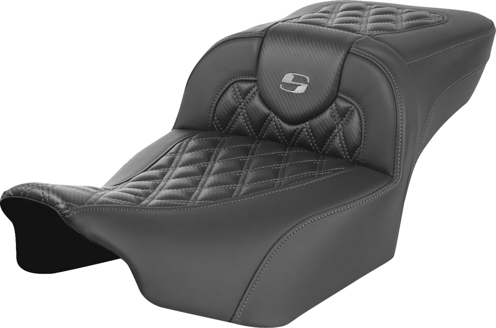 SADDLEMEN Roadsofa™ Extended Reach Seat - without Backrest - Lattice Stitch - Dark Gray Stitch - FL/FX '23-'24
