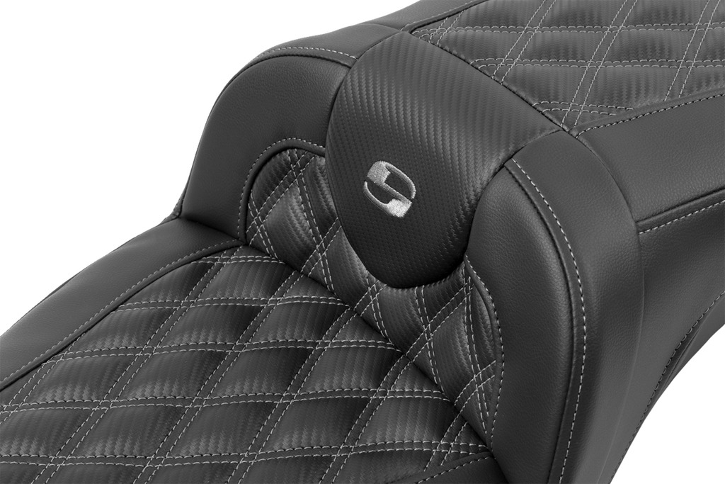SADDLEMEN Roadsofa™ Extended Reach Seat - without Backrest - Lattice Stitch - Dark Gray Stitch - FL/FX '23-'24