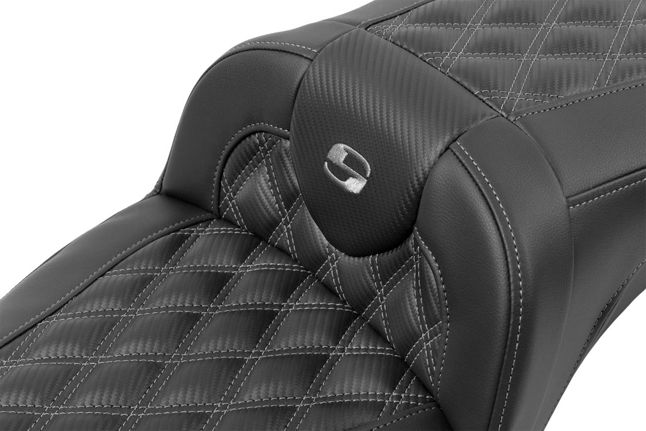SADDLEMEN Roadsofa™ Extended Reach Seat - without Backrest - Lattice Stitch - Dark Gray Stitch - FL/FX '23-'24