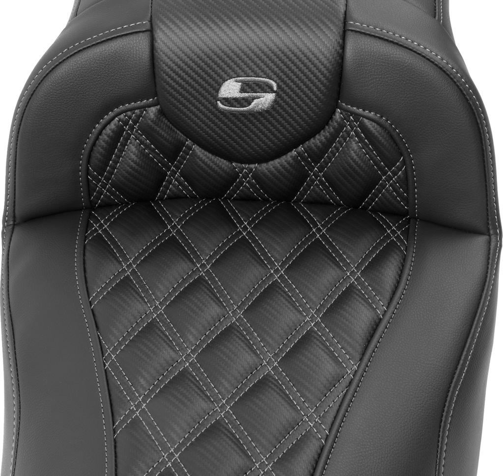 SADDLEMEN Roadsofa™ Extended Reach Seat - without Backrest - Lattice Stitch - Dark Gray Stitch - FL/FX '23-'24