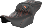 SADDLEMEN Roadsofa™ Extended Reach Seat - without Backrest - Lattice Stitch - Orange Stitch - FL/FX '23-'24