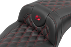 SADDLEMEN Roadsofa™ Extended Reach Seat - without Backrest - Lattice Stitch - Red Stitch - FLTR/FLHX '23-'24