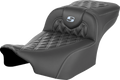 SADDLEMEN Roadsofa™ Extended Reach Seat - without Backrest - Lattice Stitch - Silver Stitch - FL/FX '23-'24