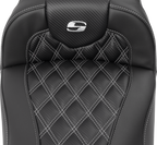 SADDLEMEN Roadsofa™ Extended Reach Seat - without Backrest - Lattice Stitch - Silver Stitch - FL/FX '23-'24