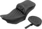 SADDLEMEN Roadsofa™ Extended Reach Seat - with Backrest - Carbon Fiber - Lattice Stitch - FLTR/FLHX '23-'24