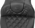 SADDLEMEN Roadsofa™ Extended Reach Seat - with Backrest - Carbon Fiber - Lattice Stitch - FLTR/FLHX '23-'24