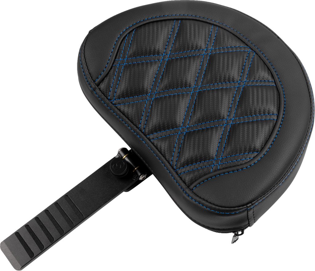 SADDLEMEN Roadsofa™ Extended Reach Seat - with Backrest - Lattice Stitch - Blue Stitch - FLTR/FLHX '23-'24