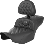 SADDLEMEN Roadsofa™ Extended Reach Seat - without Backrest - Lattice Stitch - Gray Stitch - FLTR/FLHX '23-'24