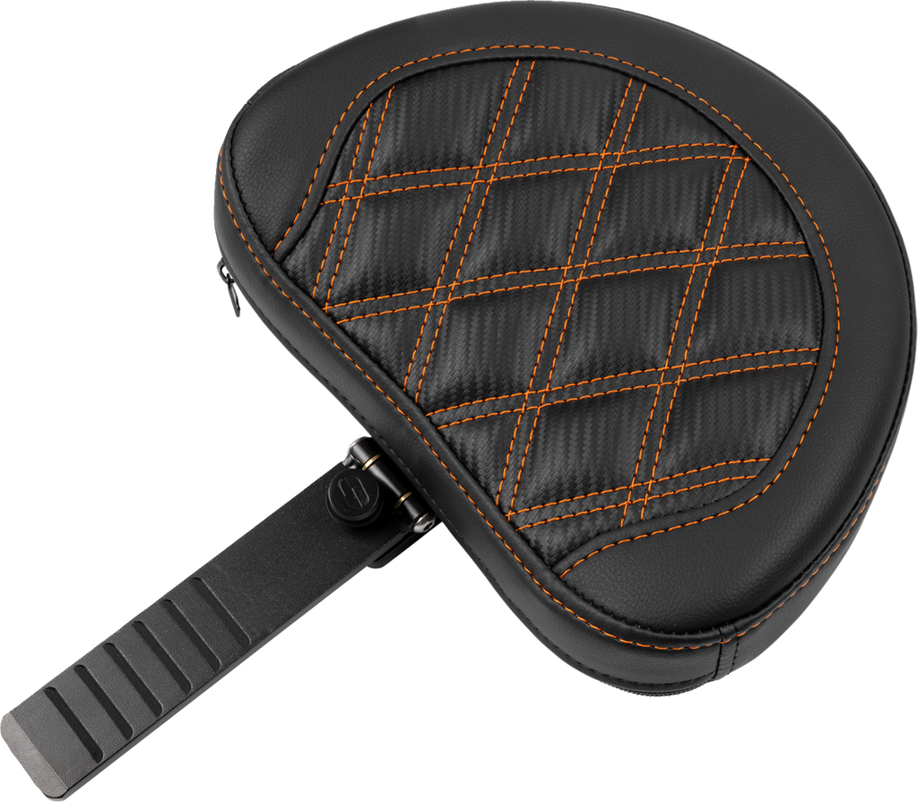 SADDLEMEN Roadsofa™ Extended Reach Seat - with Backrest - Lattice Stitch - Orange Stitch - FLTR/FLHX '23-'24