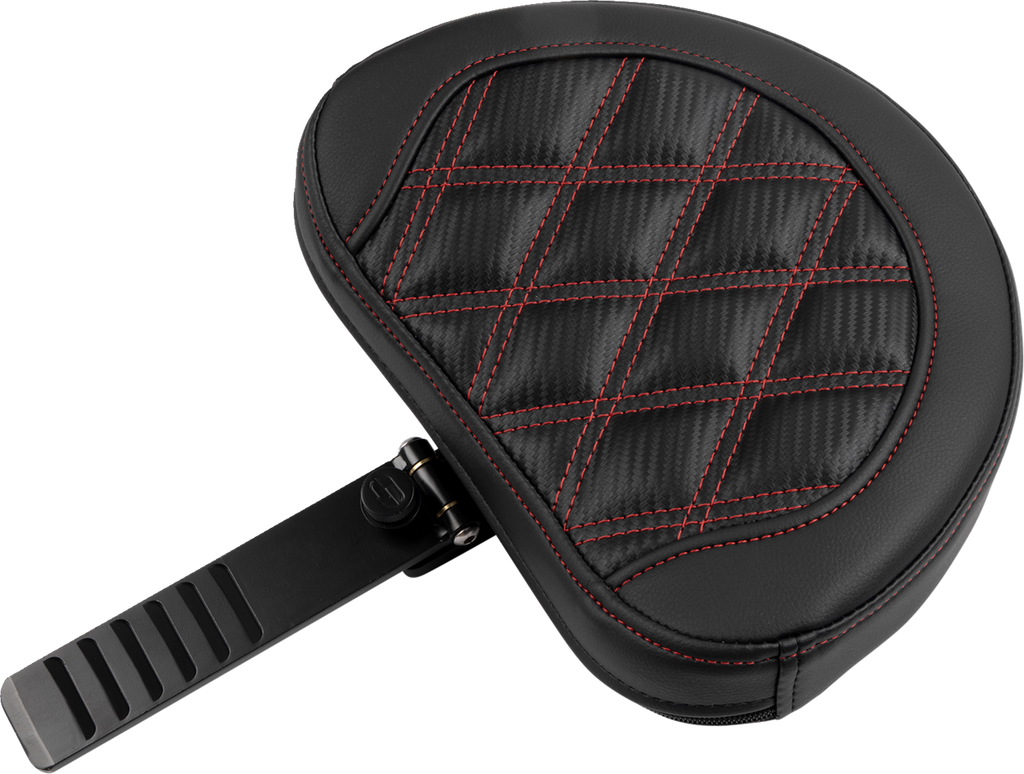 SADDLEMEN Roadsofa™ Extended Reach Seat - with Backrest - Lattice Stitch - Red Stitch - FLTR/FLHX '23-'24