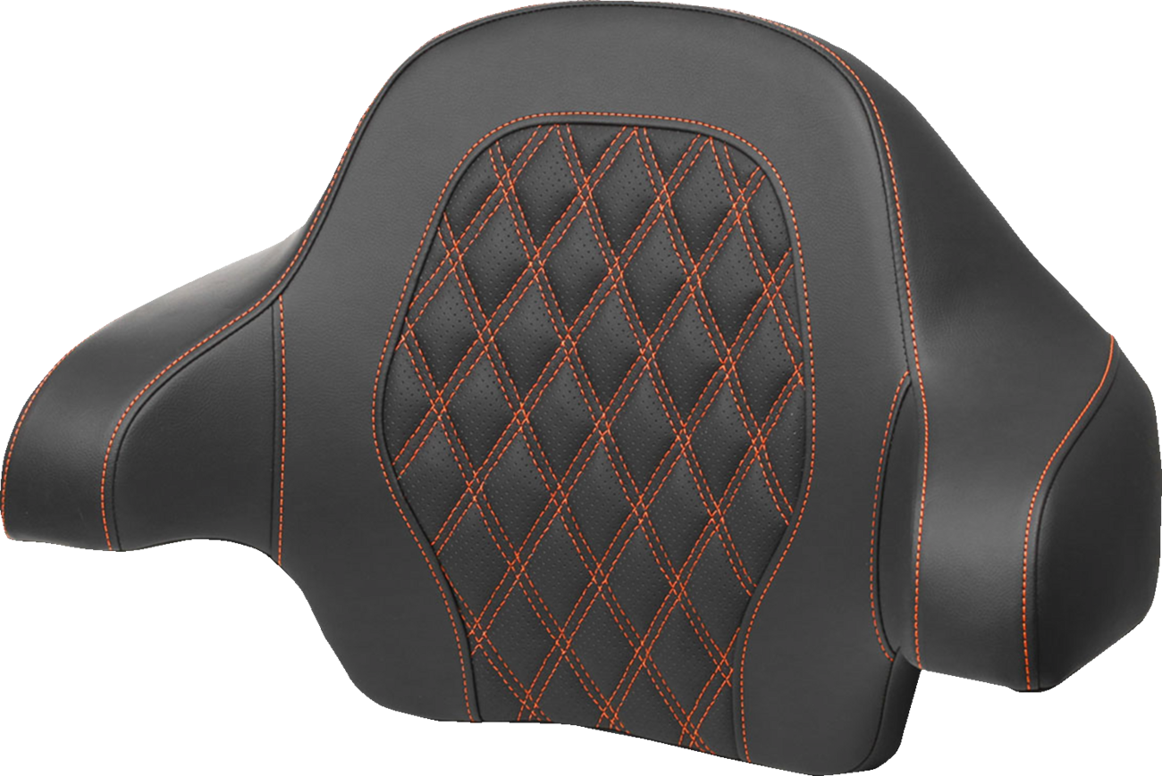 SADDLEMEN Tour-Pak® Backrest Pad - Lattice Stitch - Orange Stitch - FL '14-'24