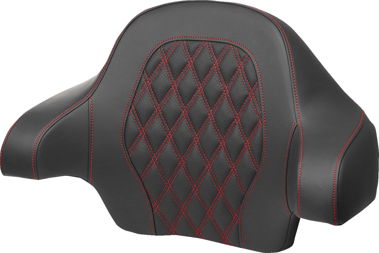 SADDLEMEN Tour-Pak® Backrest Pad - Lattice Stitch - Red Stitch - FL '14-'24