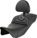 SADDLEMEN Roadsofa™ Extended Reach Seat - with Backrest - Tuck-n-Roll - Carbon Fiber - FLH/FLT '08-'24