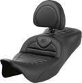 SADDLEMEN Roadsofa™ Seat - with Backrest - Tuck-n-Roll - Carbon Fiber - FL '08-'23