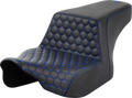 SADDLEMEN Step-Up Seat - Front Honeycomb - Blue Stitching - FL '23-'24