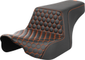 SADDLEMEN Step-Up Seat - Front Honeycomb - Orange Stitching - FL '23-'24