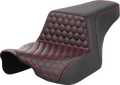 SADDLEMEN Step-Up Seat - Front Honeycomb - Red Stitching - FL '23-'24