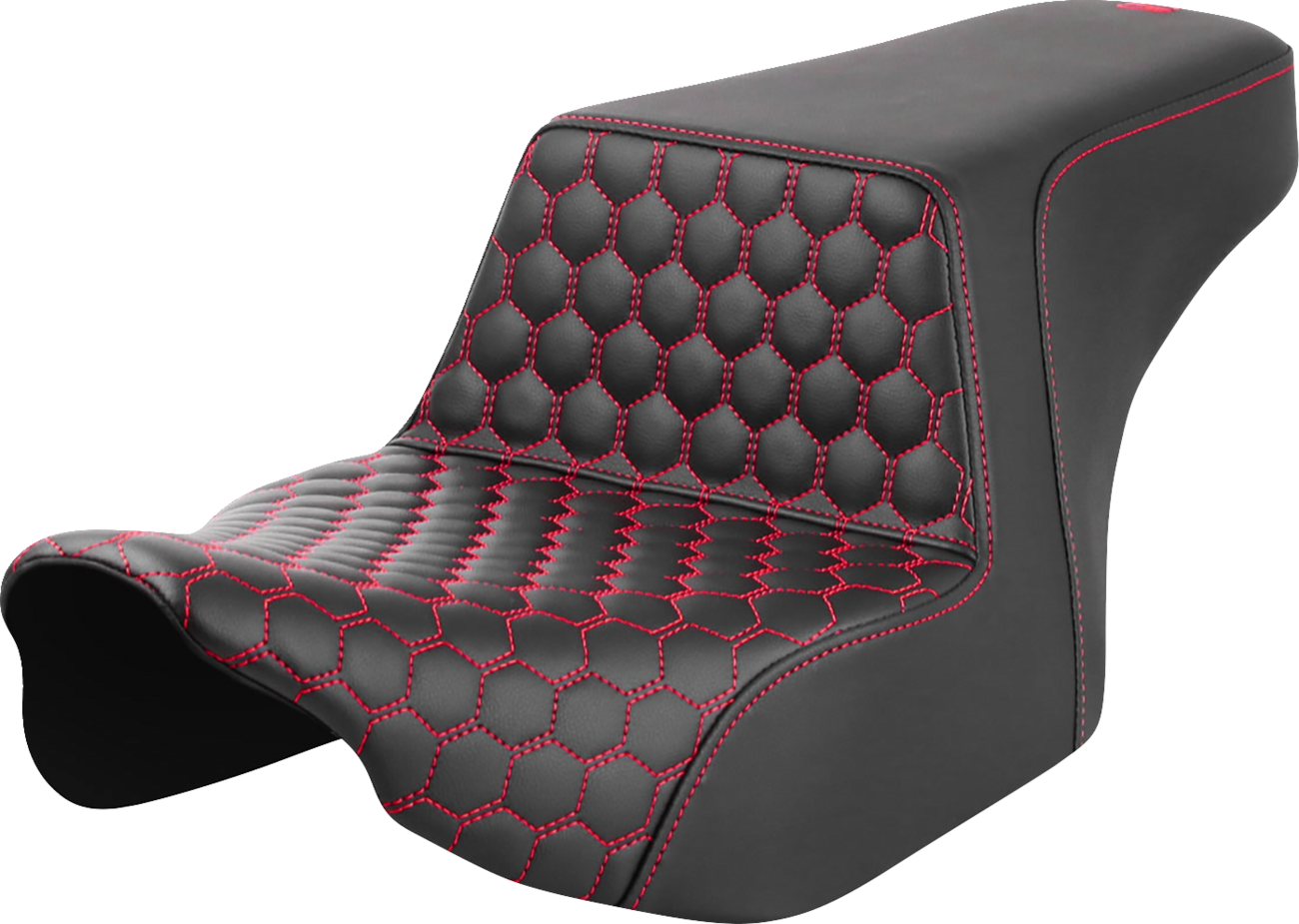 SADDLEMEN Step-Up Seat - Front Honeycomb - Red Stitching - FL '23-'24