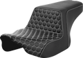 SADDLEMEN Step-Up Seat - Front Honeycomb - White Stitching - FL '23-'24