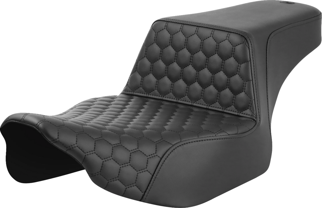 SADDLEMEN Step-Up Seat - Extended Reach - Front Honeycomb - Black Stitch - FL '23-'24