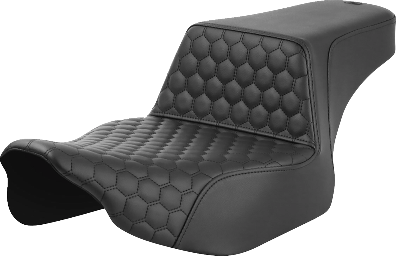 SADDLEMEN Step-Up Seat - Extended Reach - Front Honeycomb - Black Stitch - FL '23-'24