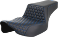 SADDLEMEN Step-Up Seat - Extended Reach - Front Honeycomb - Blue Stitch - FL '23-'24