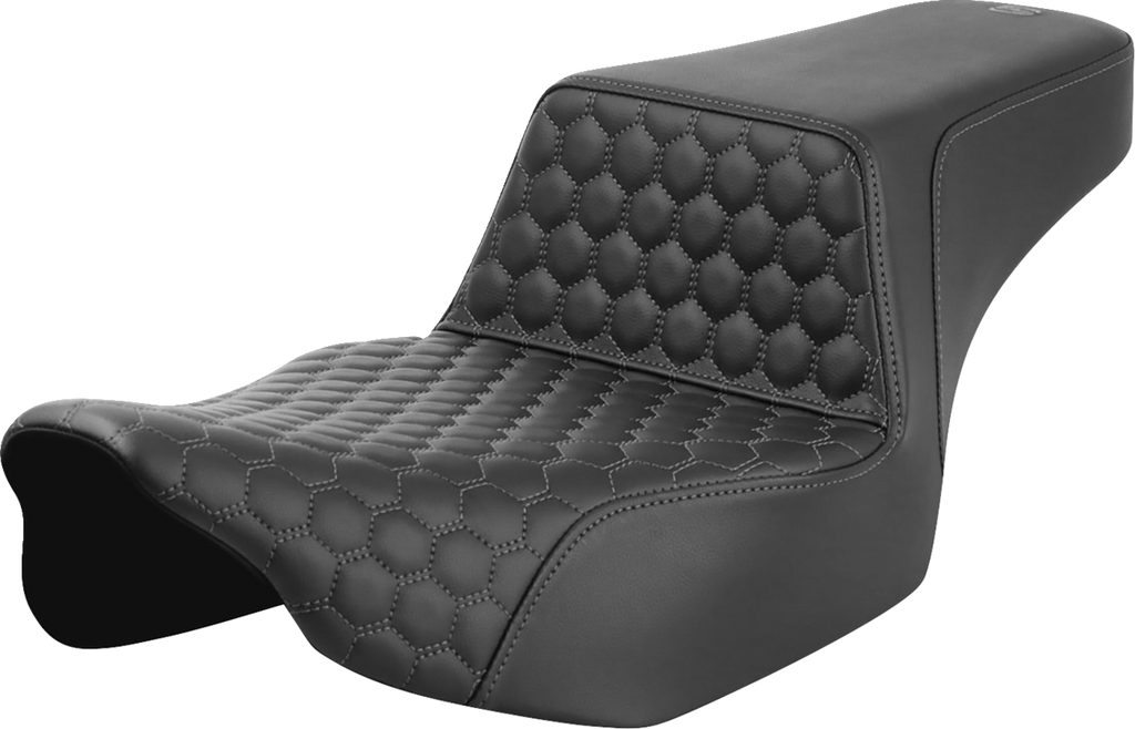 SADDLEMEN Step-Up Seat - Extended Reach - Front Honeycomb - Gray Stitch - FL '23-'24