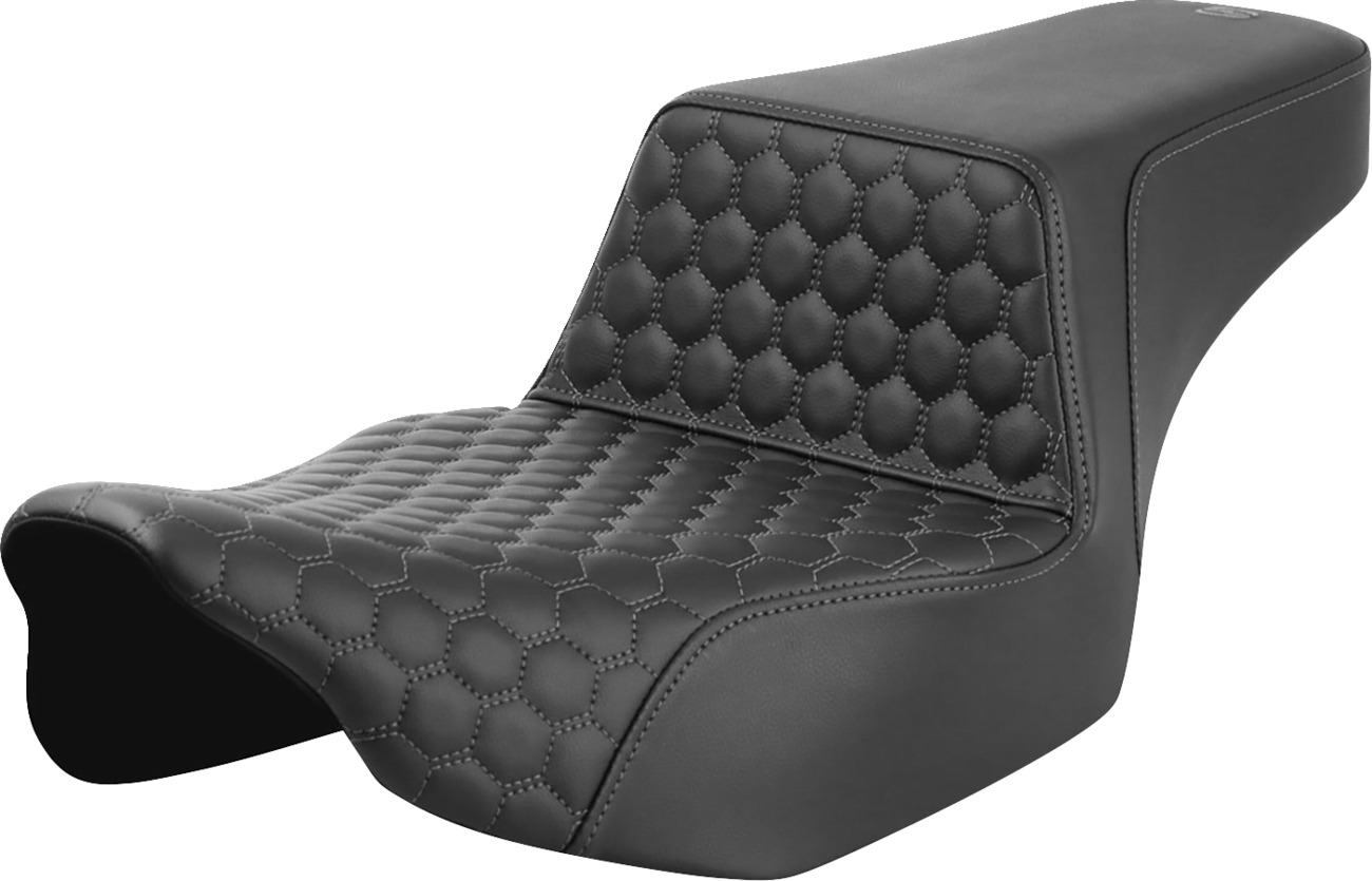 SADDLEMEN Step-Up Seat - Extended Reach - Front Honeycomb - Gray Stitch - FL '23-'24