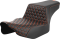 SADDLEMEN Step-Up Seat - Extended Reach - Front Honeycomb - Orange Stitch - FL '23-'24