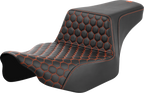 SADDLEMEN Step-Up Seat - Extended Reach - Front Honeycomb - Orange Stitch - FL '23-'24