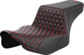 SADDLEMEN Step-Up Seat - Extended Reach - Front Honeycomb - Red Stitch - FL '23-'24