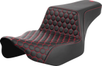 SADDLEMEN Step-Up Seat - Extended Reach - Front Honeycomb - Red Stitch - FL '23-'24