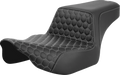 SADDLEMEN Step-Up Seat - Extended Reach - Front Honeycomb - Silver Stitch - FL '23-'24