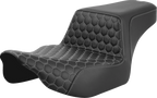 SADDLEMEN Step-Up Seat - Extended Reach - Front Honeycomb - Silver Stitch - FL '23-'24