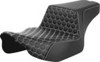 SADDLEMEN Step-Up Seat - Extended Reach - Front Honeycomb - White Stitch - FL '23-'24