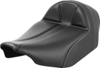 SADDLEMEN Dominator Solo Seat - Carbon Fiber w/ Silver Stitch - Extended Reach - FLT/FLH '23-'24