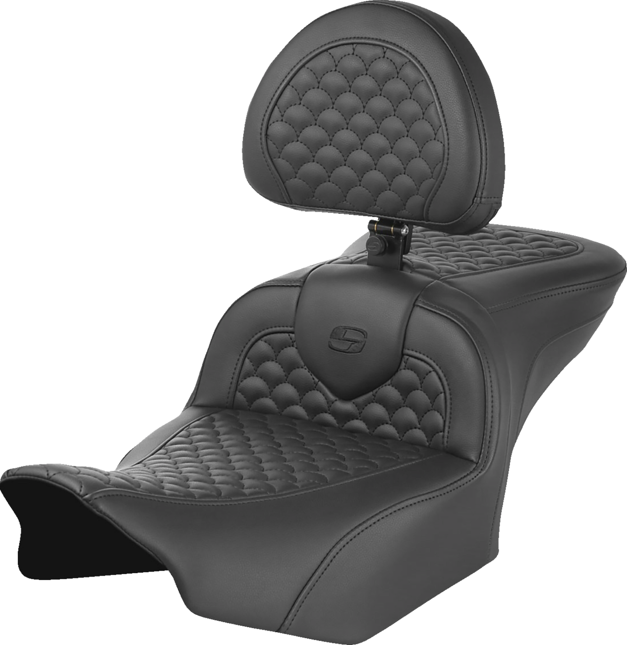 SADDLEMEN Roadsofa™ Seat - Dragon Scale Stitch - w/ Backrest - FLTR/FLHX '23-'25