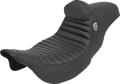 SADDLEMEN Pro Series SDC Performance Seat - w/ Backrest - Tuck-n-Roll/Carbon Fiber - Gripper - FLH/FLT '08-'23