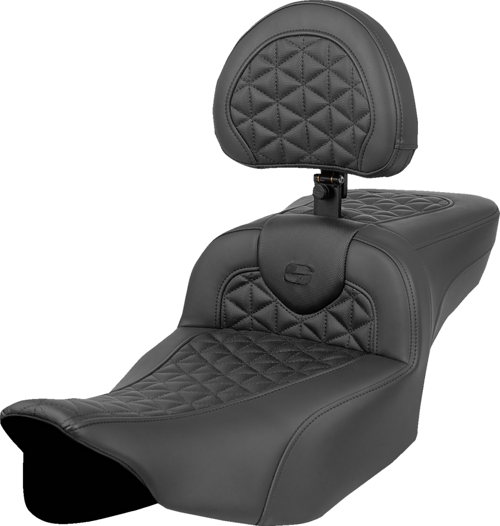 SADDLEMEN RoadSofa™ Tri Gripper Seat - Extended Reach - w/ Backrest - FLH/FLT '23-'24